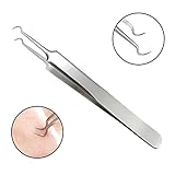 Blackhead & Splinter Remover Tools - Stainless Steel Professional Easily Cure Pimples Whiteheads Comedones Acne Zit Ingrown Hairs and Facial Impurities Bend Head Tweezer Surgical Kit by FIXBODY