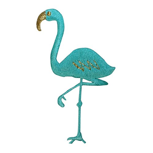 ID 1626 Flamingo Walking Patch Bird Lawn Decoration Embroidered Iron On Applique