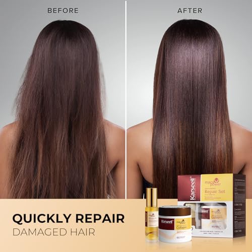 Karseell Collagen Hair Mask & Argan Oil Set, Deep Conditioning Hair Treatment for Dry Damaged Hair, Repair & Moisturize All Hair Types, 16.9 fl oz + 1.69 fl oz
