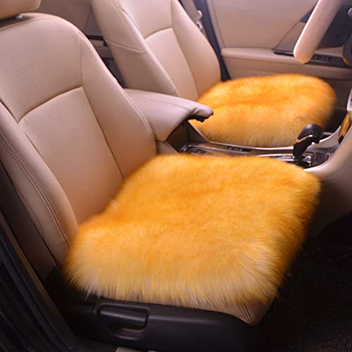 HsgbvictS Car Seat Cushion Car Seats Accessoires Cushion Universal Car Single Seat Mat Faux Fur Soft Warm Autumn Winter Cushion Cover - Yellow