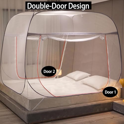 Mosquiteiro Para Cama Sem Necessidade De Pendurar 1.5 * 2 * 1.4m,mosquiteiro (Cinza)