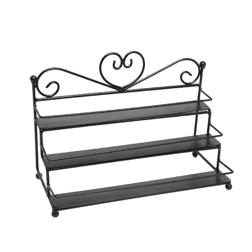 MyGift Metal Heart Design / 3 Tier Nail Polish Rack/Table Top Organizer Display- Black
