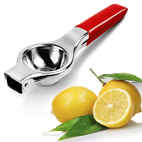 PetOde Lemon Squeezer, Premium Quality Stainless Steel Press Lemon Lime Squeezer Citrus Manual Juicer- Red
