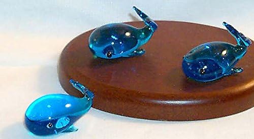WHALE Artglass 1 inch MINI sized FIGURINES DARK/Light BLUE COLOR ARTGLASS COMIC WHALE 6 Pc. BOX LOT
