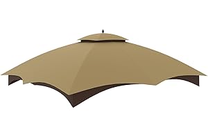 Tanxianzhe Replacement Canopy Top Double Tiered Canopy Cover Roof with Air Vent ONLY FIT for Lowe's Allen Roth 10‘x12’ Gazebo