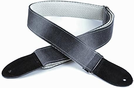 Pete Schmidt Handcrafted Peruvian Guitar Strap - Black Washed Denim - Cotton Backing