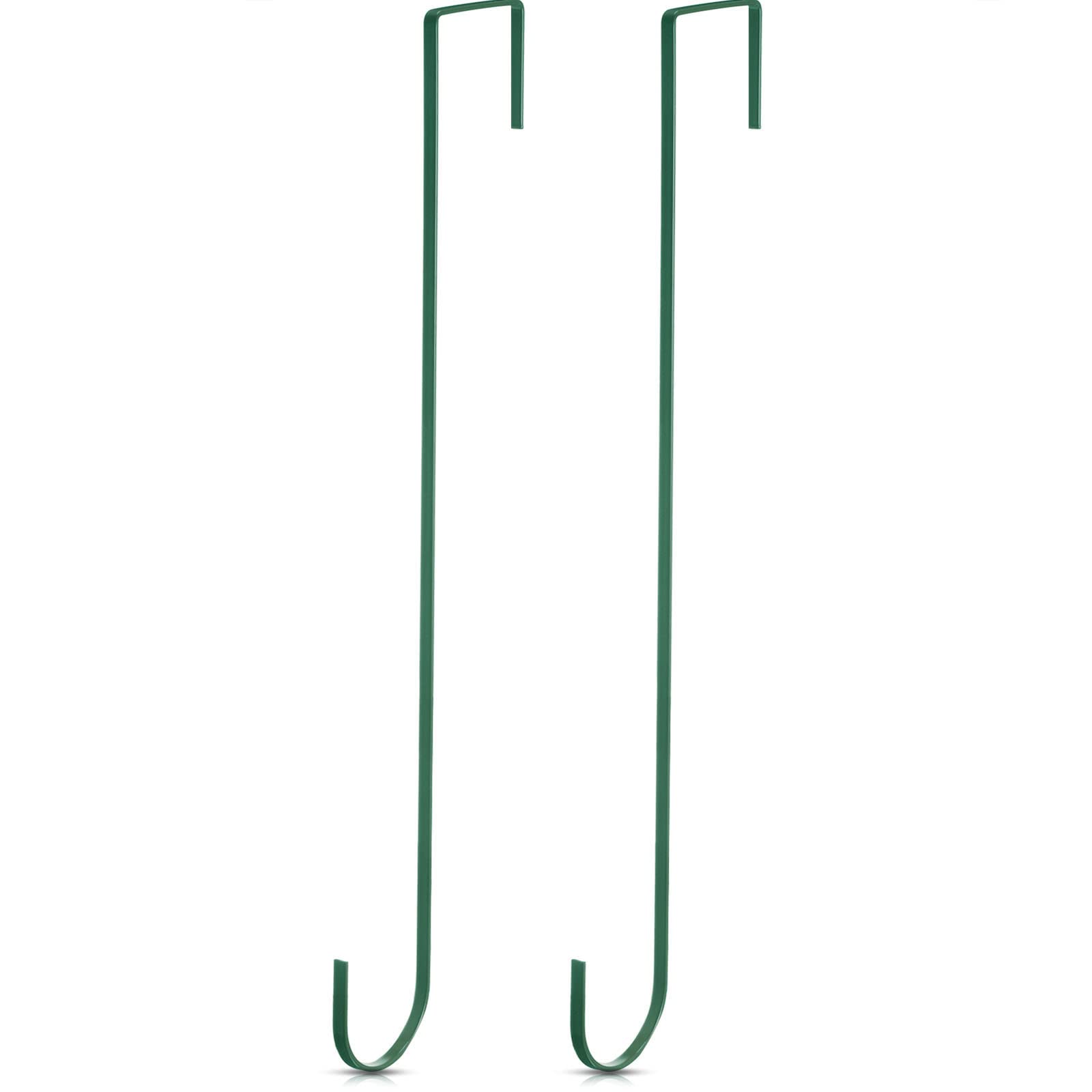 Hotop 15 Inch Wreath Hangers for Front Door Wreath Doors Hangers Steel Material Clothes Towel Hooks Holder over The Door Hanger Hooks 2 Pcs for Christmas Halloween Front Decorations(Green)