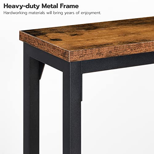 HOOBRO Extra Narrow Console Table with Power Outlets, 120cm Skinny Entryway Table for Living Room, Slim Console Table Behind Couch, Thin Sofa Table for Hallway, Foyer, Rustic Brown EBF15KXG01G1