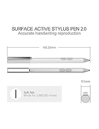 Microsoft Surface Pen Aluminio Aleación Modelo con 4096 Niveles de Presión Sensitividad, 2 Puntas Suaves para Surface 3, Surface Pro 3 & Pro 4 & Pro(2017), Surface Book, Surface Laptop Studio (Plata)