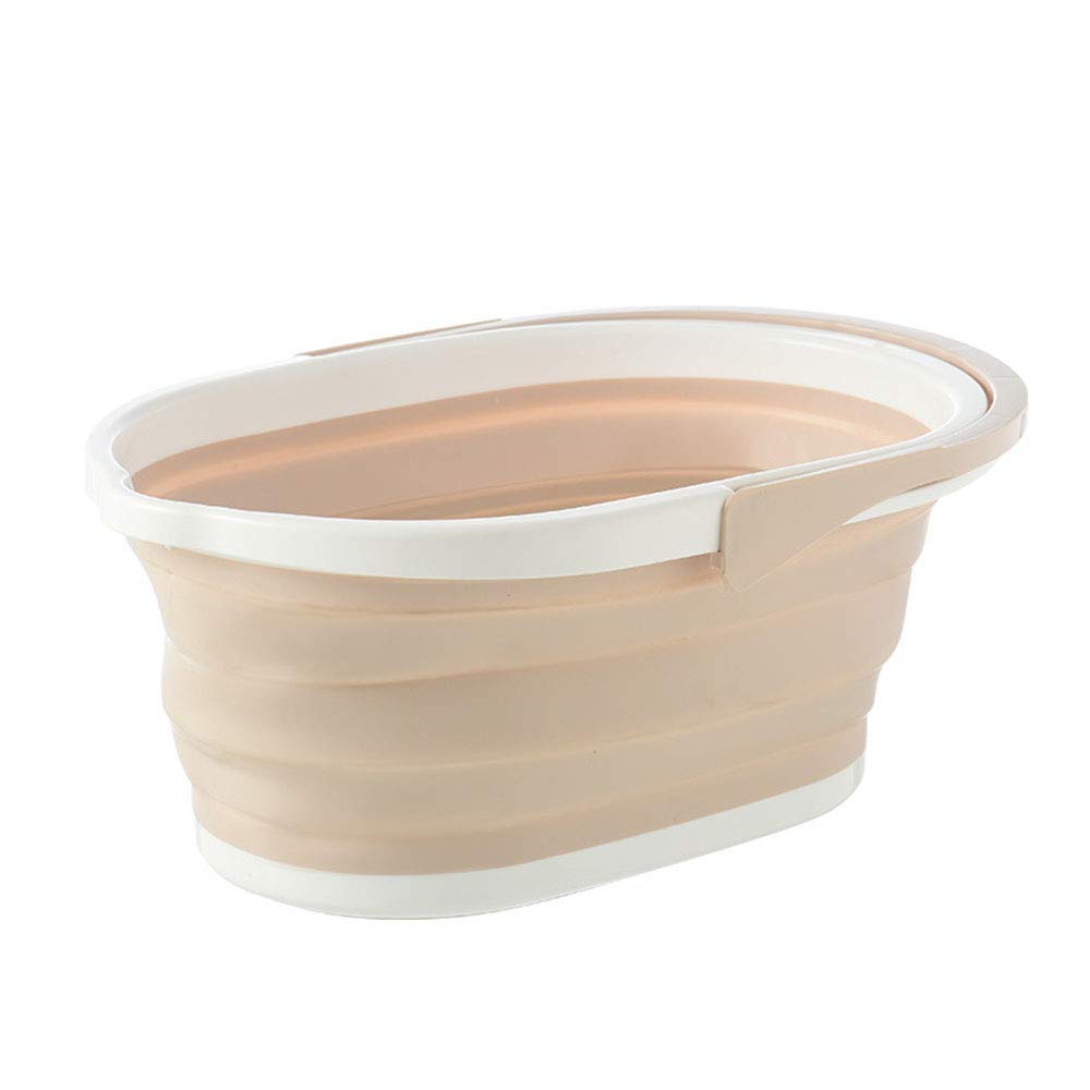 Allbusky Portable Collapsible Bucket, Foldable Clean Bucket, Folding Car Wash Bucket, Household Travelling Fishing Camping Storage Bucket, Hangable Water Mop Bucket, Khaki