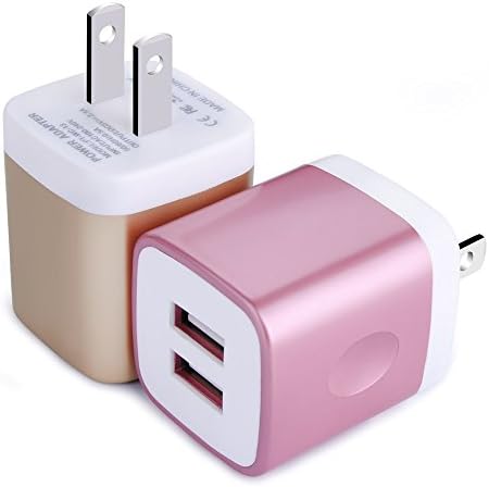 USB Wall Charger, Charging Block, HUHUTA 2 Pack 2.1A/5V Dual Port USB Charger Brick Plug Cube Base for iPhone X/8/7/6 Plus 5, Samsung Galaxy S9/S8/S7/S6, S8 Plus, Moto, HTC, Huawei, LG