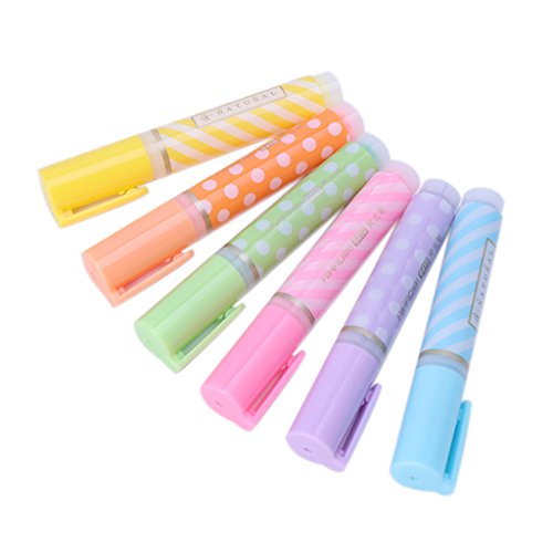 Susada Highlighter Pen 6pcs Mini Dots Striped Highlighter Fluorescent Pen Marker Painting Drawing Pens