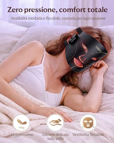 XSSNVV LED Face Mask with Red Light and Infrared 850nm, Multi-Color LED Facial Mask, Wireless and Rechargeable, Flexible Silicone for Home Skin Care NVV03