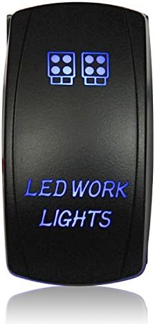 LED Work Light Rocker Switch, Offroad Town 5Pin Laser Led Work Lights Toggle Rocker Switch On-Off LED Light 20A 12V, Blue