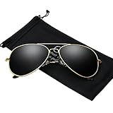 Sunglasses for Men Polarized Aviator Gold Frame UV 400 Protection Shades With Case