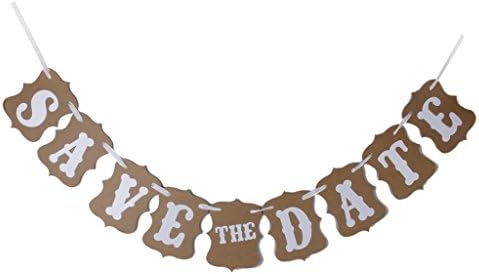 Elfun(TM) Vintage Save the Date Banner for Wedding Party Decoration Photo Booth Props