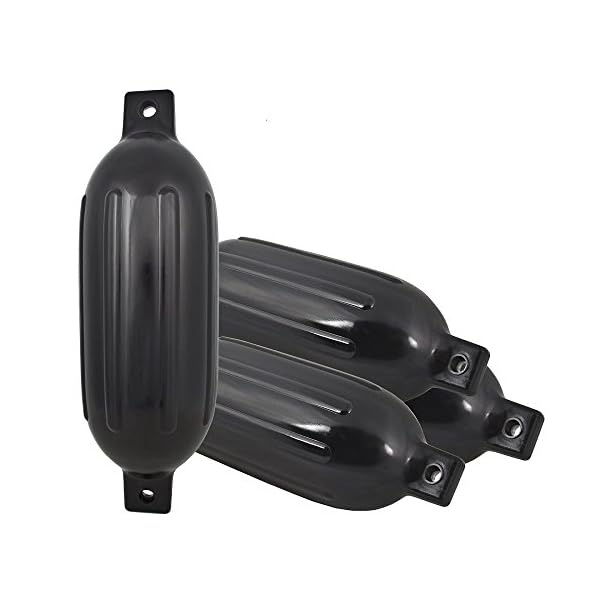 4-Ribbed-Marine-65-X-23-Boat-Fender-Vinyl-Bumper-Dock-Shield-Protection-Black