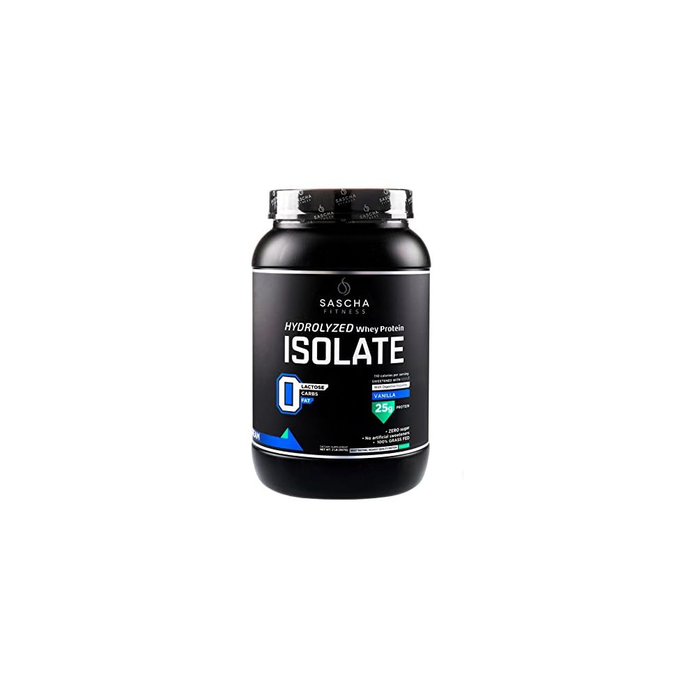 Sascha Fitness Hydrolyzed Whey Protein Isolate,100 GrassFed (2 Pounds