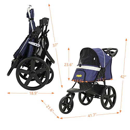VIAGDO Luxury Dog Stroller Jogger for Small Medium Dogs & Cats, NoZip