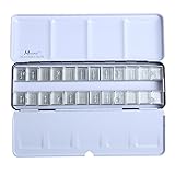 MEEDEN Empty Watercolor Tins Palette Paint Case Metal Box with 24 Transparent Half Pans