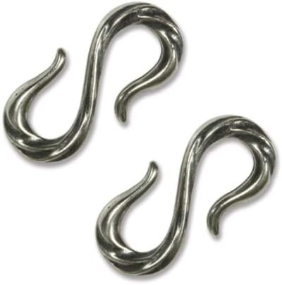 S-Hook Clasp, Twist Design 21.5mm, 2 Sets, Antiqued Silver Plated