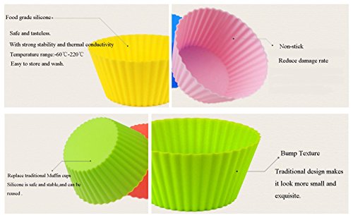 Naomi 2.75" Silicone Baking Cups,24 pcs Muffin Cups- Reusable & Nonstick Muffin Cupcake Molds- Reusable Cupcake Liners in 8 Different Colors