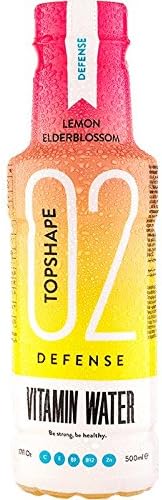TOPSHAPE Vitamin Water 500 ml (Pack of 12 Bottles) Defence Lemon & Elder-Blossom