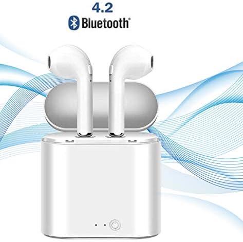 Bluetooth Headphone,Wireless Sports Earbuds Stereo in-Ear Earphones Noise Cancelling Mini Headsets 2 Built-in Mic Earphone Charging Case Andorid iOS Most Smartphones Earpieces - White