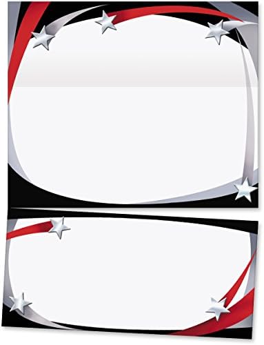 Silver Stars Letter Roll-Fold Invitation with Reply Card, 65 lb paper weight, 8.5 x 11 inches, 300 count