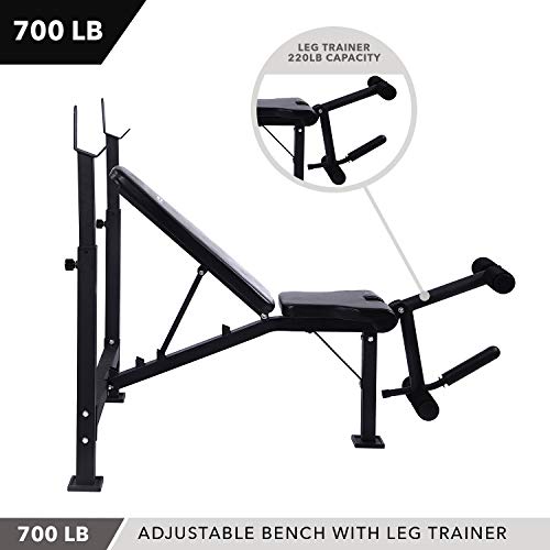 Olympic Weight Bench with Leg Developer Attachment by D1F for Strength