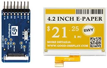 GooDisplay 4.2 Inch Color E-Paper Screen with Connection Adapt Board E Ink Display Module Yellow EPD E-Ink Display Manufacture with Communication Board Development