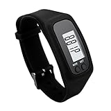 Perman Durable Digital LCD Pedometer Run Step Walking Distance Calorie Counter Watch Bracelet (Black )