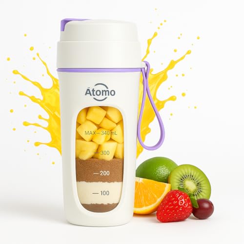Mini Liquidificador Portátil 480mL | Alta Potência 2200RPM | Bateria 1500mAh | Sucos, Vitaminas e Shakes | Compacto, Leve e Recarregável USB Tipo-C | Seu Whey Pronto a Qualquer Hora e Lugar (Roxo)