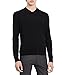 Calvin Klein Men's Merino Solid V-Neck Sweater, Black, Large