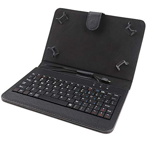 AKNICI 7-8 Inch Universal Tablet Leather Case Cover with Keyboard/Stand for 7"-8'' Android Tablet (With USB-C/Type-C Keyboard) Lenovo/DOOGEE/Acer Iconia/ALLDOCUBE/TECLAST/Blackview/VASOUN/PRITOM