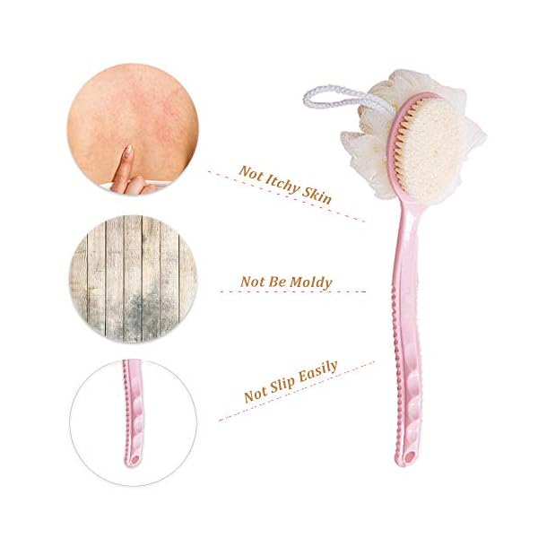 Sunwuun-1-PACK-Back-Scrubber-Body-Brush-Loofah-Dry-Brushing-Body-Brush-with-handle-for-shower-with-Loofah-2-in-1-Multifunction-Bath-Brush-Mesh-Sponge-with-Curved-Handle-for-Men-and-Women Sunwuun 1 Pack Back Scrubber Body Brush Loofah Dry Brushing Body Brush with Handle for Shower with Loofah, 2-in-1…