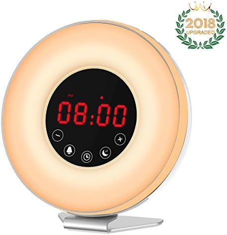 Wake Up Light Alarm Clock with Sunrise Sunset Simulation-7 Color&amp;6 Natural Sounds&amp;FM Radio【2018 UPGRADED】Digital Clock for Bedrooms-Touch Control&amp;Snooze Function for Heavy Sleepers
