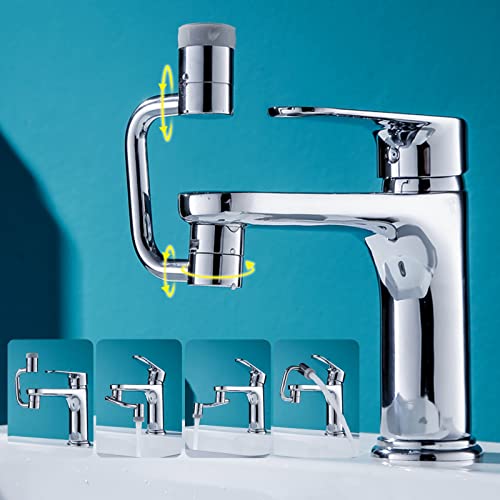 1080 Degree Rotatable Faucet Aerator,Swivel Faucet Attachment,Universal Large Angle Swivel Faucet Sink Face Wash Attachment With 2 Sprayer Modes Splash Bathroom Sink Sprayer (Silver)