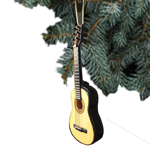 Alano Wooden Maple Mini Ornaments Guitar Musical Instrument Miniature Holiday Dollhouse Model Home Decoration (15cm Guitar) - Thumbnail 4