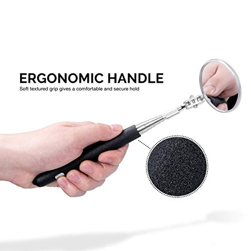 Tooluxe 20731L Magnetic Pick Up Tool and Inspection Mirror Set, 3-Piece | Telescoping Handle with Additional Mirror Attachment - Thumbnail 2