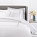 Amazon Brand – Pinzon 400 Thread Count Egyptian Cotton Sateen Hotel Stitch Duvet Cover - Full or Queen, Silver Grey