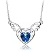 NEEMODA Gifts for Women Blue Crystal Heart Necklace Pendant Fashion Jewelry for Her Girls Girfriend Birthday Anniversary Valentines Day White Gold Plated Angel Wings