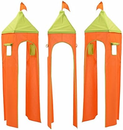 XXL Discunt Dungeon Tour for Raised Bed Bunk Bed Loft with Slide Cotton Fabric Orange/Green