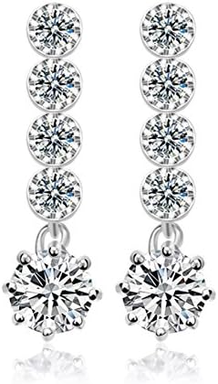 HowFitU Multi Round Cubic Zirconia Linear Drop Dangle Earrings