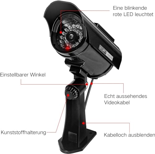 ERWEY CCTV Surveillance Cameras with Flashing LED Light 4 Pack Black