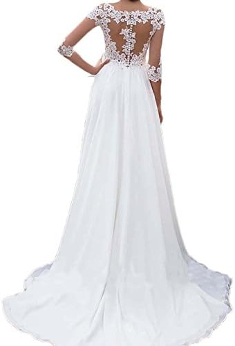 Thrsaeyi Sexy Side Slit Beach Wedding Dresses Lace Applique Half Sleeves Bridal Gowns Tulle Trailing Wedding Dresses White,18