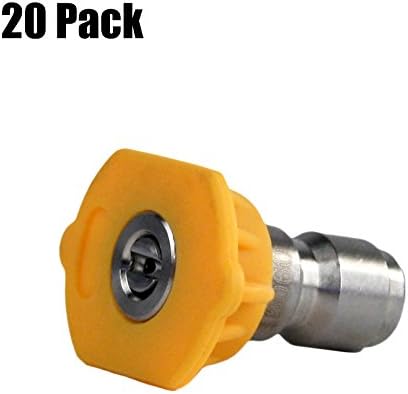20 Pack of Erie Tools 4.5 Stainless Steel Orifice 15 Degree 1/4" Quick Connect 4,000 PSI High Pressure Washer Spray Nozzle Tips