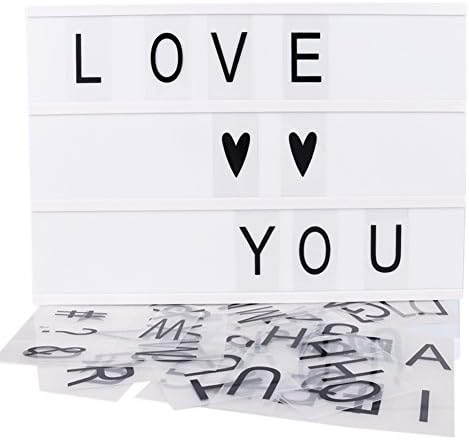 DIY Cinema Lightbox with 80 Letters Numbers Symbols and Free Combination LED Light, A3 Size Changeable Puzzle Luminous Tiles for Wedding Decor Party Gift USB Powered (A3)