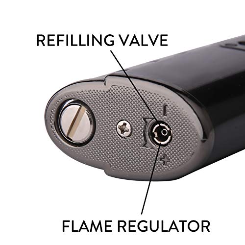 JETPRO Lighter Butane Torch Lighter Triple Jet Flames Heavy Metal Shell with Punch Cutter