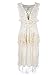 Anna-Kaci Granny Influence Embroidery Detail Lace Ruffle Dress, Beige, Small/Medium